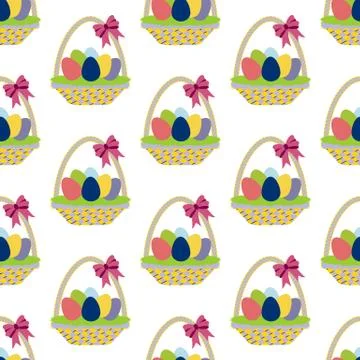 Easter basket seamless pattern Stock Illustration