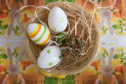 Easter basket surprise Stock Photos