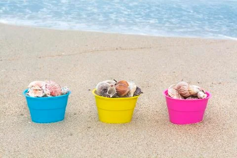 Easter baskets with seashells Stock Photos