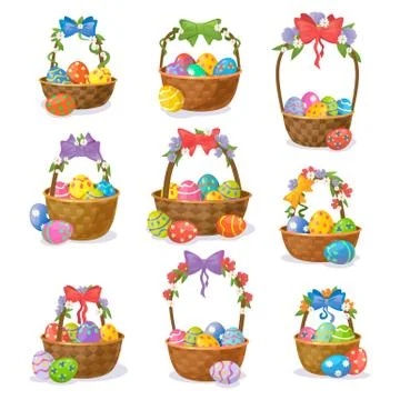 Easter baskets set isolated on white background Stock-Illustration