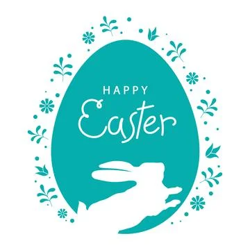 Easter beautiful design with bunny, egg and flowers leaves Illustrazione stock