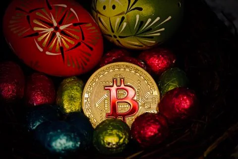 Easter Bitcoin coin Stock Photos