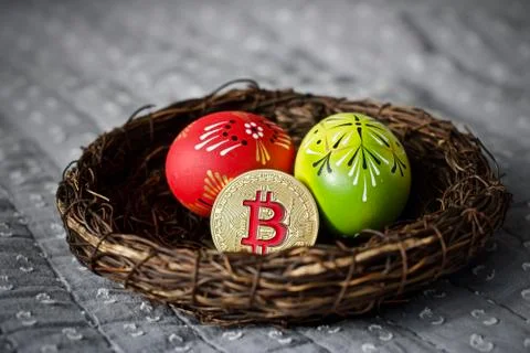 Easter Bitcoin coin Foto stock