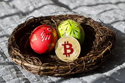 Easter Bitcoin coin Stock Photos