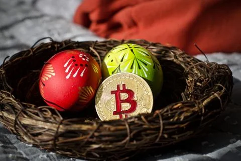 Easter Bitcoin coin Stock Photos