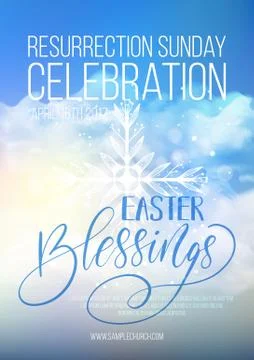 Easter Blessings, vector Easter religious poster template Stock Illustration