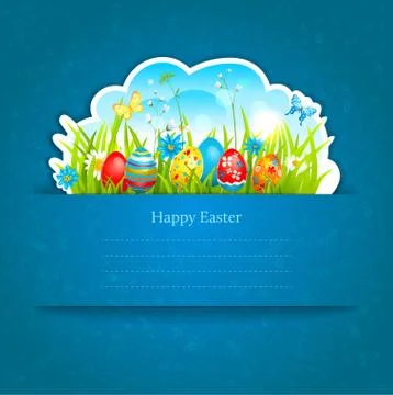 Easter blue background Stock Illustration