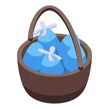 Easter blue egg basket icon isometric vector. Happy spring Stock Illustration