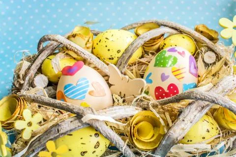 Easter on blue Stock Photos