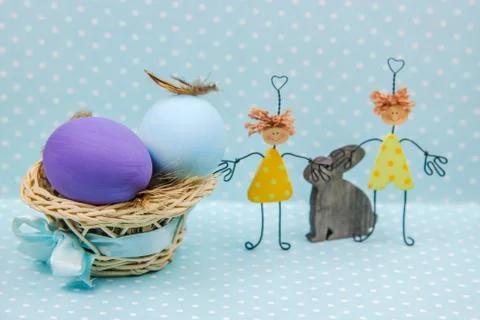 Easter on blue Stock Photos