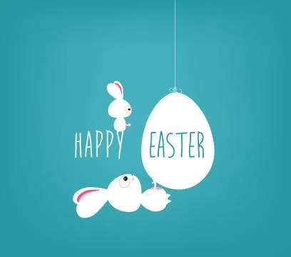 Easter blue poster with handwritten text Stock Illustration
