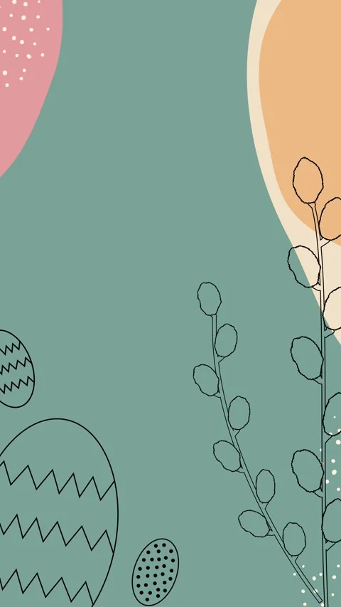 Easter boho background with spring willow branch catkin and eggs background.. Stock Footage 268902688