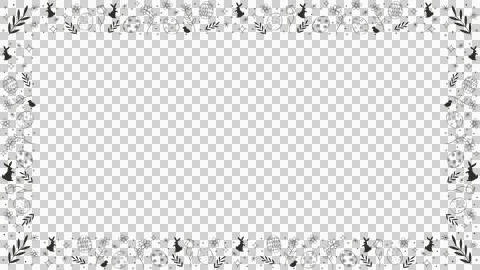 Easter border is being shown in flat design, featuring eggs and rabbits on Stock Illustration