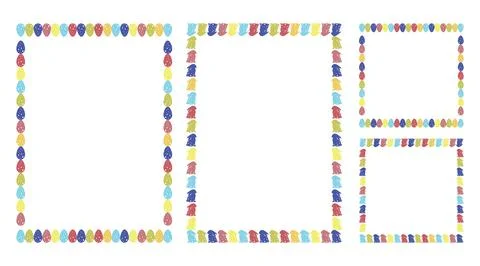 Easter border frames with space for text. Banners with decorated eggs and Stock Illustration