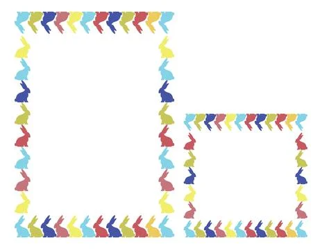 Easter border frames with space for text. Border with decorated bunnies on white イラスト素材