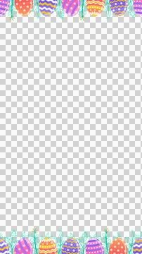 Easter border is showing patterned eggs and garlands on transparent center, flat Illustrazione stock