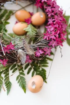 Easter bouquet in the form of a nest Stock Photos