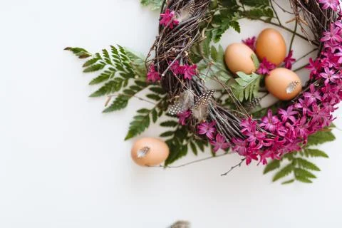 Easter bouquet in the form of a nest Stock Photos