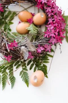Easter bouquet in the form of a nest Stock Photos