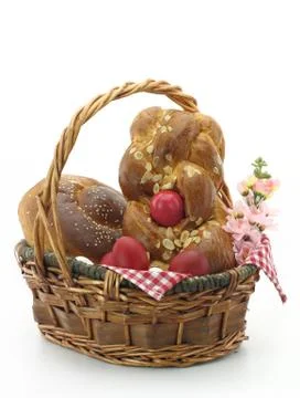 Easter bread in the basket Stock Photos