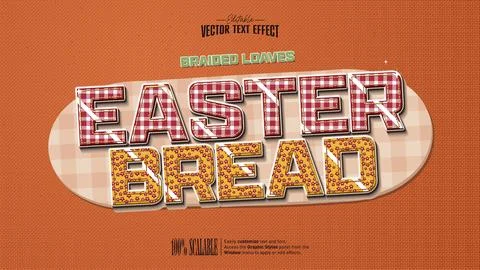 Easter Bread Text Effect in Red Gingham Oilcloth on Terracotta Stock Illustration