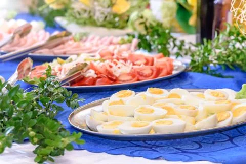 Easter breakfast in the hotel Stock Photos