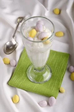 Easter breakfast with rice pudding Stockfoto's