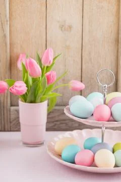 Easter breakfast table Stock Photos