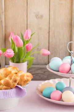 Easter breakfast table Stock Photos