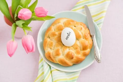 Easter breakfast table Stock Photos