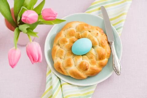 Easter breakfast table Stock Photos