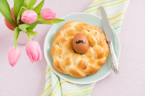 Easter breakfast table Stock Photos