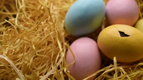 Easter broken egg on straw 動画素材 140123961