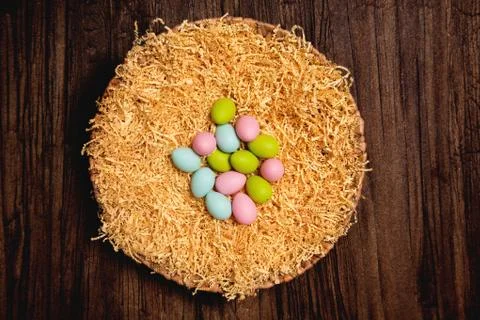 Easter bunch with colored eggs Stock Photos