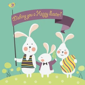 Easter bunnies and easter egg Stock Illustration