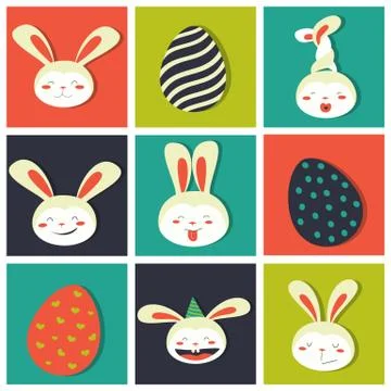 Easter bunnies and easter egg Stock Illustration