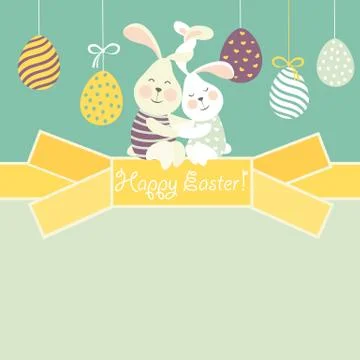 Easter bunnies and easter egg Stock Illustration