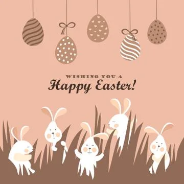Easter bunnies and easter eggs Stock Illustration