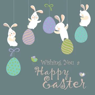 Easter bunnies and easter eggs Stock Illustration