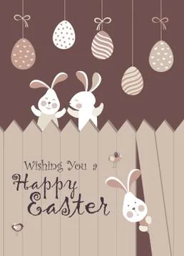 Easter bunnies and easter eggs Stock Illustration