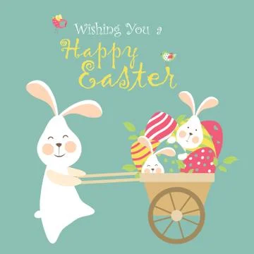 Easter bunnies and easter eggs Stock Illustration
