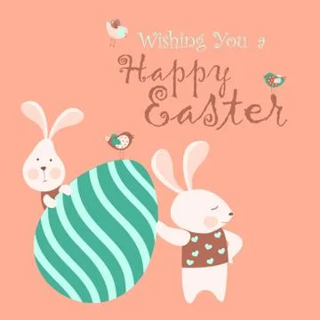 Easter bunnies and easter eggs Stock Illustration