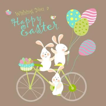 Easter bunnies and easter eggs Stock Illustration