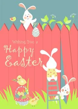 Easter bunnies and easter eggs Stock Illustration