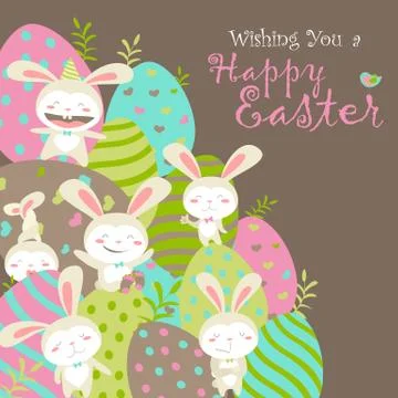 Easter bunnies and easter eggs Stock Illustration