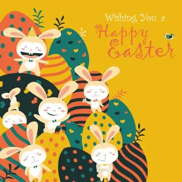 Easter bunnies and easter eggs Stock Illustration