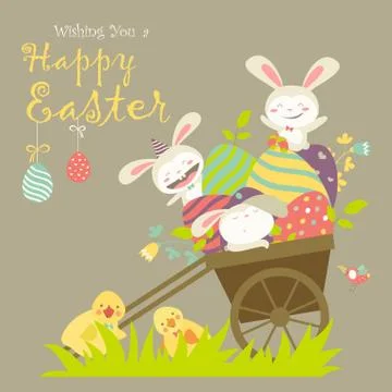 Easter bunnies and easter eggs Stock Illustration