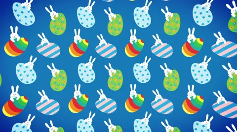 Easter bunnies and eggs animation Stock Footage 47608118