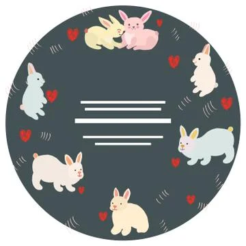 Easter bunnies circle with text. Stock Illustration
