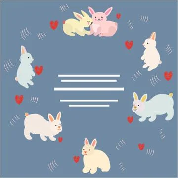 Easter bunnies frame for your text. Stock Illustration